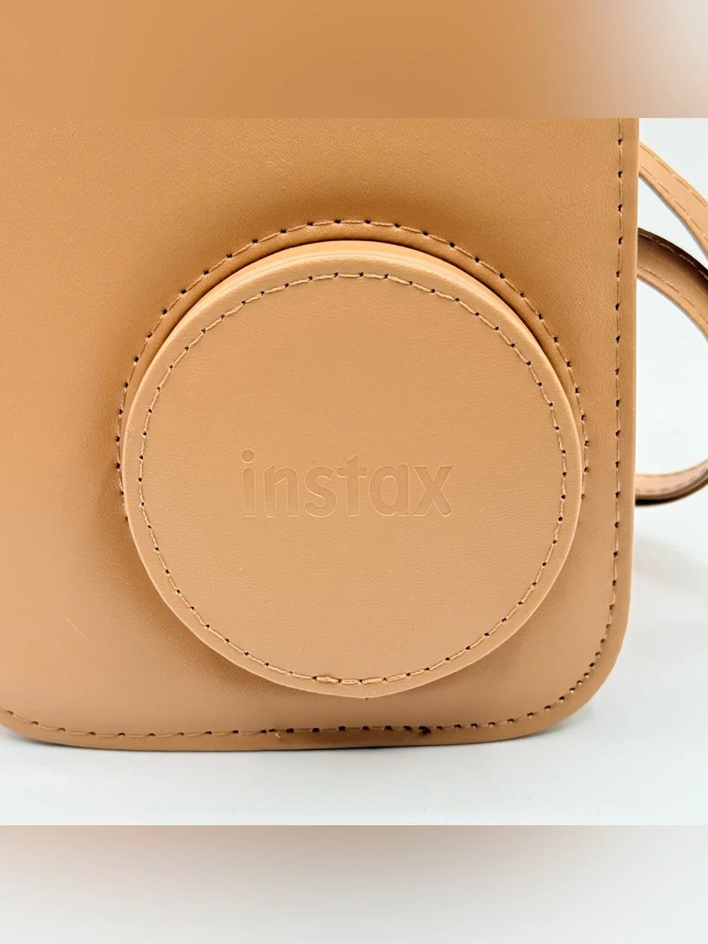 Instax Camera Case Shoulder Bag Light Brown Tan Faux Leather Carry Case